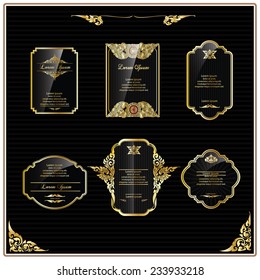conjunto de adornos tailandeses, diseño de elementos antiguos tailandeses, plantilla decorativa de borde thai.