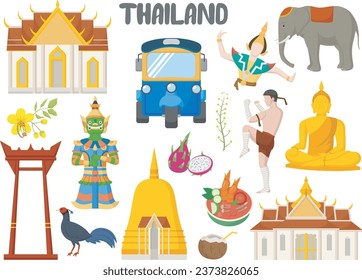 Set of Thailand famous landmarks