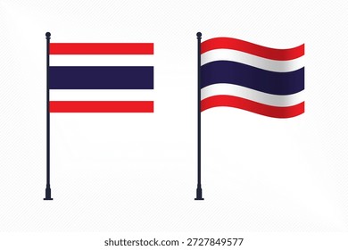 Set of Thailand Flags Isolated for Independence Day Celebration