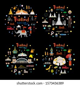 Set to Thailand and Landmarks. Template design black background