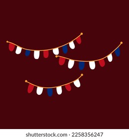 set of thailand ribbon flag with string illustration for independence day decoration element