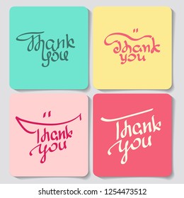 A set of Thank You design elements. Vector lettering. Hand lettering and custom typography for your designs. Thank You cards.