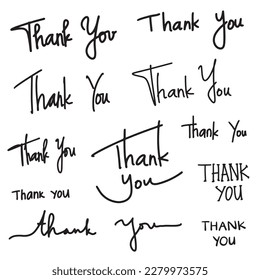 set of thank you hand lettering