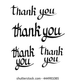 Set thank you handwritten lettering on a white background
