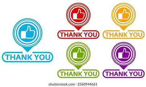 set thank you sign symbol. satisfaction icon labels appreciation sticker design vector illustration