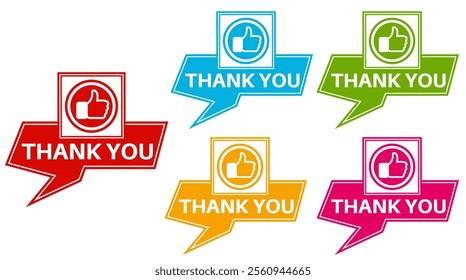 set thank you sign symbol. satisfaction icon labels appreciation sticker design vector illustration