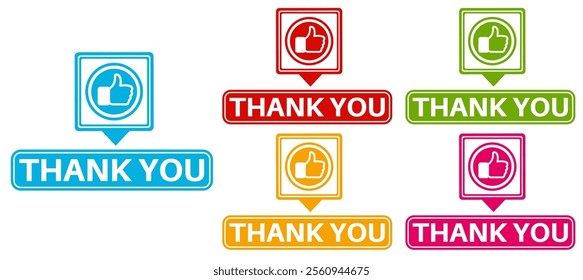 set thank you sign symbol. satisfaction icon labels appreciation sticker design vector illustration