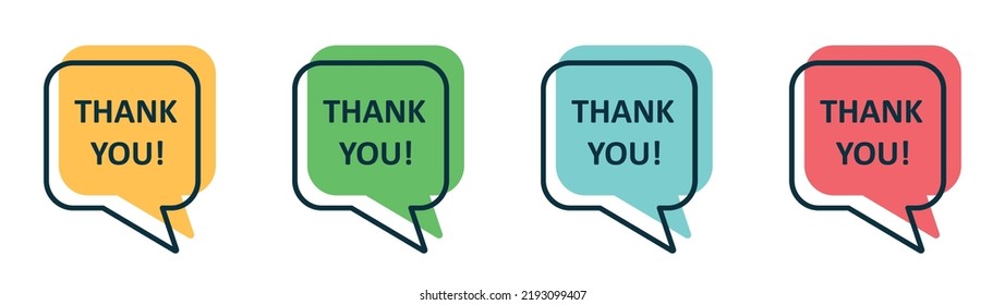 Set of thank you speech bubble. Thank you symbols, speech bubble. Thank you banners. Vector illustration.