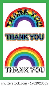 Set of Thank you text with rainbow