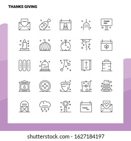 Set of Thanks Giving Line Icon set 25 Icons. Vector Minimalism Style Design Black Icons Set. Linear pictogram pack.