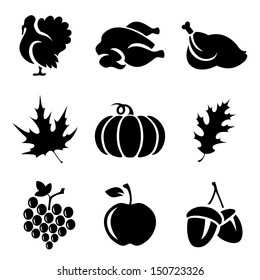 Set of Thanksgivin icons isolated on white background