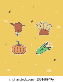 Set of thanksgiving attributes with different background pattern