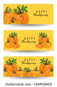 Set of thanksgiving banners. Vector illustration for design and web.