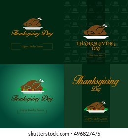 Set of thanksgiving cards with turkeys, Vector illustration