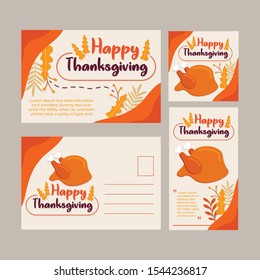 Set of thanksgiving cute postcards