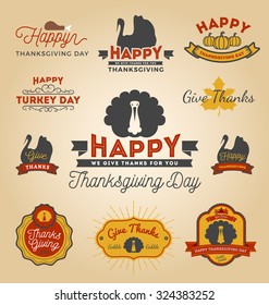 Set of Thanksgiving Day Labels. Happy Thanksgiving Day Sticker. Vector illustration