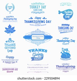 Set of Thanksgiving Day Labels. Holiday Designs. Modern Colors Variant.