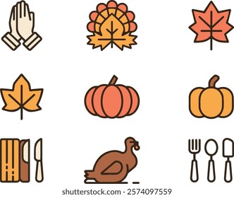 a set of thanksgiving day web icons in