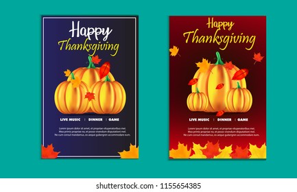 Set of Thanksgiving flyer or poster template
