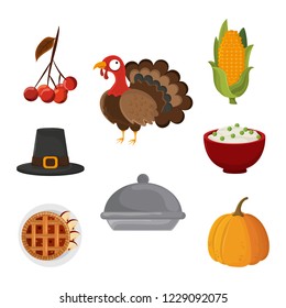 Set of thanksgiving food