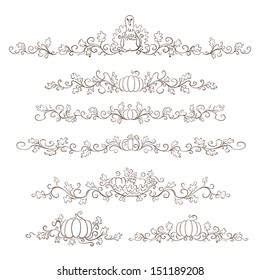 Set of thanksgiving hand drawn borders