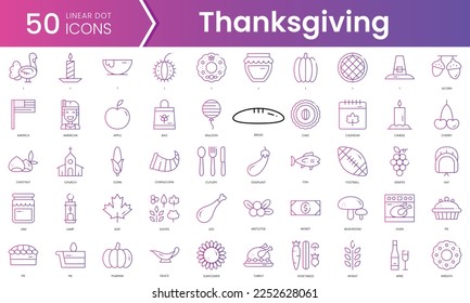 Set of thanksgiving  icons. Gradient style icon bundle. Vector Illustration