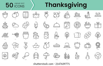 Set of thanksgiving icons. Line art style icons bundle. vector illustration