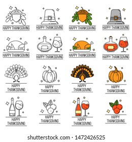 set of thanksgiving logos. Vector illustration for design and web.