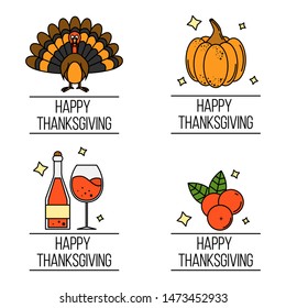 set of thanksgiving logos. Vector illustration for design and web.