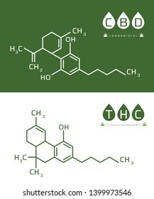 Set Thc Cbd Formula Cannabidiol Tetrahydrocannabinol Stock Vector ...