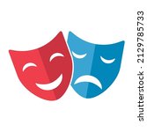 Set of Theater face mask icon, emotion actor comedy and drama symbol, festival sign vector illustration .