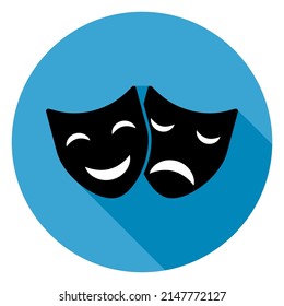 Set of Theater face mask icon shadow, emotion actor comedy and drama symbol, festival sign vector illustration .