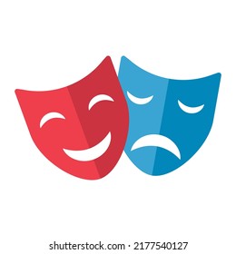 Set of Theater face mask icon, emotion actor comedy and drama symbol, festival sign vector illustration .