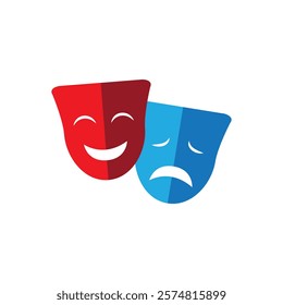 Set of Theater face mask icon, emotion actor comedy and drama symbol, festival sign vector illustration 