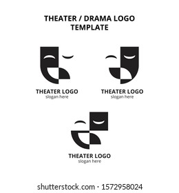 Set Of Theater Mask Actor Logo Template Vector Icon Element