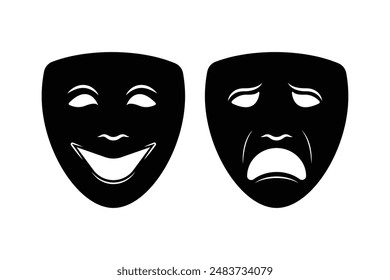 Set of Theater mask icon collection. Happy and sad mask symbol. Vector Illustration.