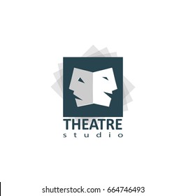 Set Of Theater Studio Logo Design With Comedy And Dramatic Mask