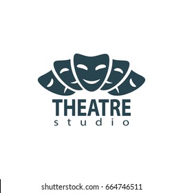 Set Of Theater Studio Logo Design With Comedy And Dramatic Mask