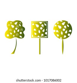 Set of their various abstract trees. Vector illustration.
