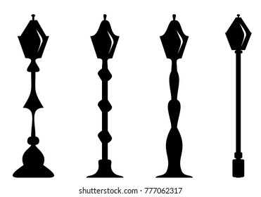 Set of thel amp post. Silhouette. Isolate on white. Vector illustration concept