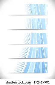 Set of theme cards with blue waves. Vector illustration