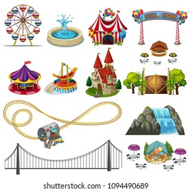 A Set of Theme Park Element  illustration