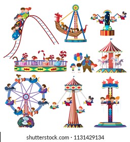 A set of theme park rides illustration