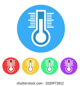 Set of thermometer flat icon on white, stock vector illustration