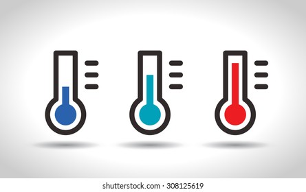 Set of Thermometer icon, Flat design style, vector illustration.
