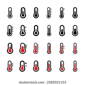  Set of thermometer icon symbol vector on white background.