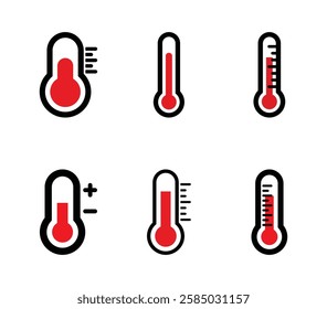  Set of thermometer icon symbol vector on white background.