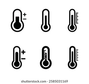  Set of thermometer icon symbol vector on white background.