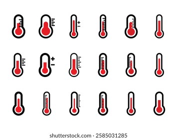  Set of thermometer icon symbol vector on white background.