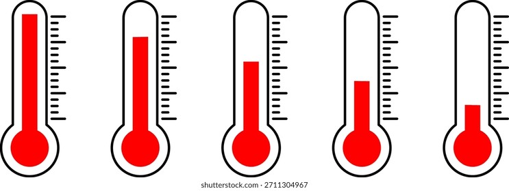 A set of thermometer icons depicting temperature and heat scales.
